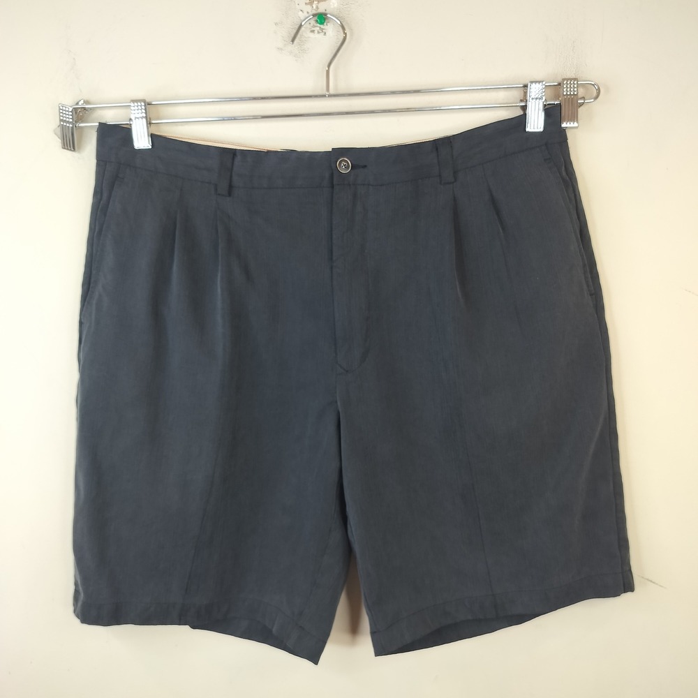 Tommy Bahama Silk Pleated Shorts 38 / 9" inseam Men's Black